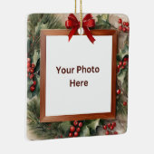Holly and Fir Foto Frame Christmas Keramikornament (Rechts)