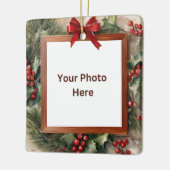 Holly and Fir Foto Frame Christmas Keramikornament (Links)