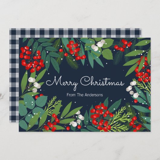 Holly and Greenery Frohe Weihnachten (Vorne/Hinten)