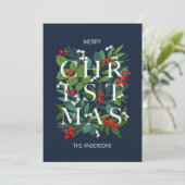 Holly and Greenery Frohe Weihnachten (Stehend Vorderseite)