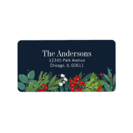 Holly and Greenery Frohe Weihnachtsansprache Adressaufkleber