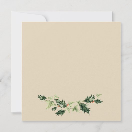 Holly and Ivy Botanical Christmas Wreath Dankeskarte (Rückseite)