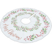 Holly and Ivy, Red, Green, White, Frohe Weihnachte Polyester Weihnachtsbaumdecke (Schrägansicht)