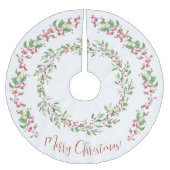 Holly and Ivy, Red, Green, White, Frohe Weihnachte Polyester Weihnachtsbaumdecke (Vorderseite)