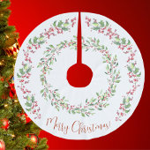 Holly and Ivy, Red, Green, White, Frohe Weihnachte Polyester Weihnachtsbaumdecke