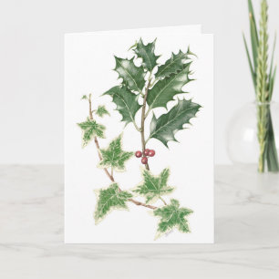 Holly and Ivy Sprigs in Botanischer Weihnachtskart Feiertagskarte