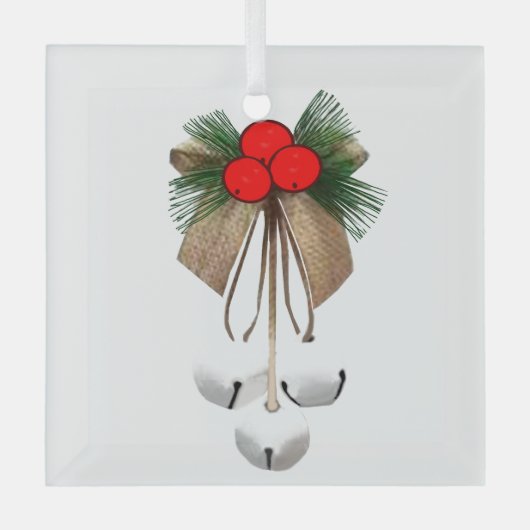 Holly and Jingle Bells Ornament Aus Glas (Vorderseite)