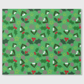 Holly and Mistletoe Holiday Wrapping Paper Geschenkpapier (Flach)