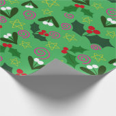 Holly and Mistletoe Holiday Wrapping Paper Geschenkpapier (Ecke)