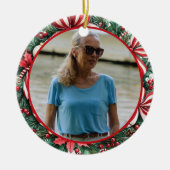 Holly and Peppermint Wreath ANY Photo Keramik Ornament (Vorne)