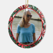 Holly and Peppermint Wreath ANY Photo Keramik Ornament (Links)