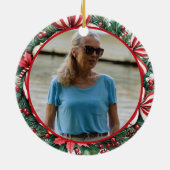 Holly and Peppermint Wreath ANY Photo Keramik Ornament (Hinten)