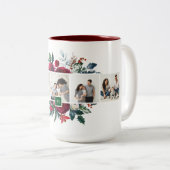 Holly and Pine 5 Foto Collage Monogram Christmas Zweifarbige Tasse (VorderseiteRechts)