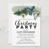 Holly and Pine Botanical Christmas Party Einladung (Vorderseite)