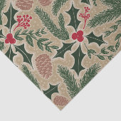 Holly and Pine Cone Evergreen Weihnachtsdekoupage Seidenpapier (Ausschnitt)