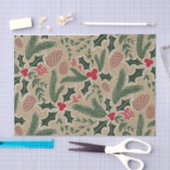 Holly and Pine Cone Evergreen Weihnachtsdekoupage Seidenpapier (Handwerk)