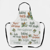 Holly and Pine Cones Weihnachtstypografie Schürze (Vorderseite)