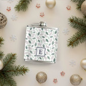 Holly and Pine Mit Monogramm Weihnachten Flachmann