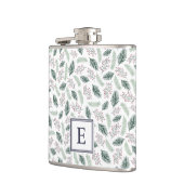 Holly and Pine Mit Monogramm Weihnachten Flachmann (Links)