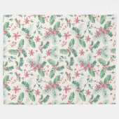 Holly and Pine on Cream Pattern Fleecedecke (Vorderseite (Horizontal))