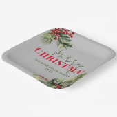 Holly and Pine on Gray Christmas Party Pappteller (Gewinkelt)