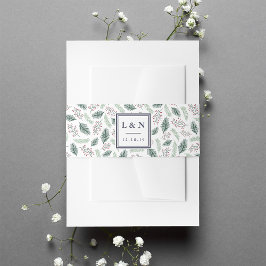 Holly and Pine Wedding Monogram Einladungsbanderole