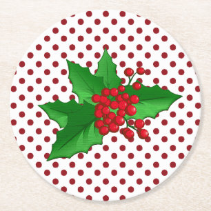 Holly and Polka Dots Holiday Paper Untersetzer
