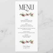 Holly and Red Berries Winter Wedding Menükarte (Vorderseite)