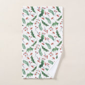 Holly and Red Berry Christmas Pattern Monogram Badhandtuch Set (Handtuch)