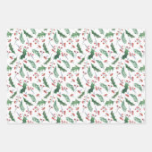 Holly and Red Berry Holiday Pattern Geschenkpapier Set (Vorderseite 3)