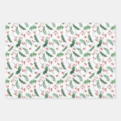 Holly and Red Berry Holiday Pattern Geschenkpapier Set (Vorderseite 2)