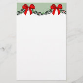 Holly and Red Bow Christmas Briefpapier (Vorderseite)