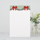 Holly and Red Bow Christmas Briefpapier (Stehend Vorderseite)