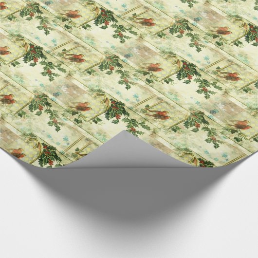 Holly and Robins Holiday Pattern Geschenkpapier (Ecke)