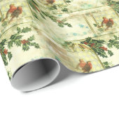 Holly and Robins Holiday Pattern Geschenkpapier (Rolleneckpunkt)