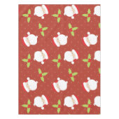 Holly and Santa Claus on Dotted Holiday Tablecloth Tischdecke (Vorderseite)