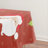 Holly and Santa Claus on Dotted Holiday Tablecloth Tischdecke (Beispiel)