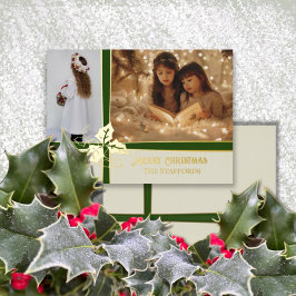 Holly and the Ivy Green Ribbon Foil Holiday Card Folien Feiertagskarte