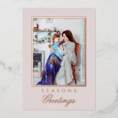 Holly and the Ivy Minimalist Blush Christmas Card Folieneinladung (Vorderseite)