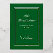 Holly and the Ivy Minimalist Green Christmas Card Folieneinladung (Rückseite)