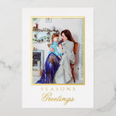 Holly and the Ivy White & Gold Christmas Card Folieneinladung (Vorderseite)