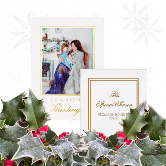 Holly and the Ivy White & Gold Christmas Card Folieneinladung