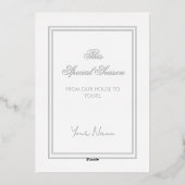 Holly and the Ivy White & Silver Christmas Card Folieneinladung (Rückseite)