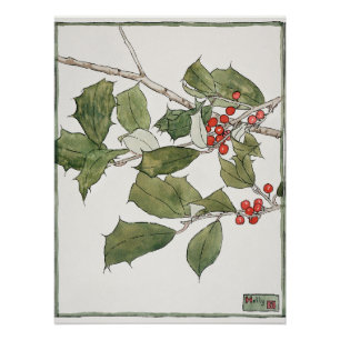 Holly-Aquarellmalerei, Hannah Borger Overbeck Poster