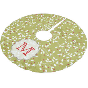 Holly Bales Tree Branc Monogram Initial Tree Skirt Polyester Weihnachtsbaumdecke