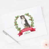 Holly Banner Bernese Mountain Dog Christmas Square Quadratischer Aufkleber (Umschlag)