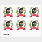 Holly Banner Black Tan Spitz Weihnachten Quadratischer Aufkleber (Blatt)