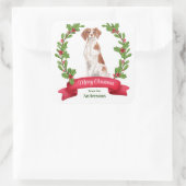 Holly Banner Brittany Dog Weihnachten Quadratischer Aufkleber (Tasche)