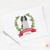 Holly Banner Cavalier King Charles Spaniel Holiday Quadratischer Aufkleber (Umschlag)