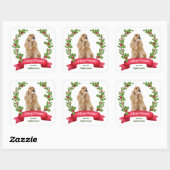 Holly Banner Cocker Spaniel Weihnachten Quadratischer Aufkleber (Blatt)